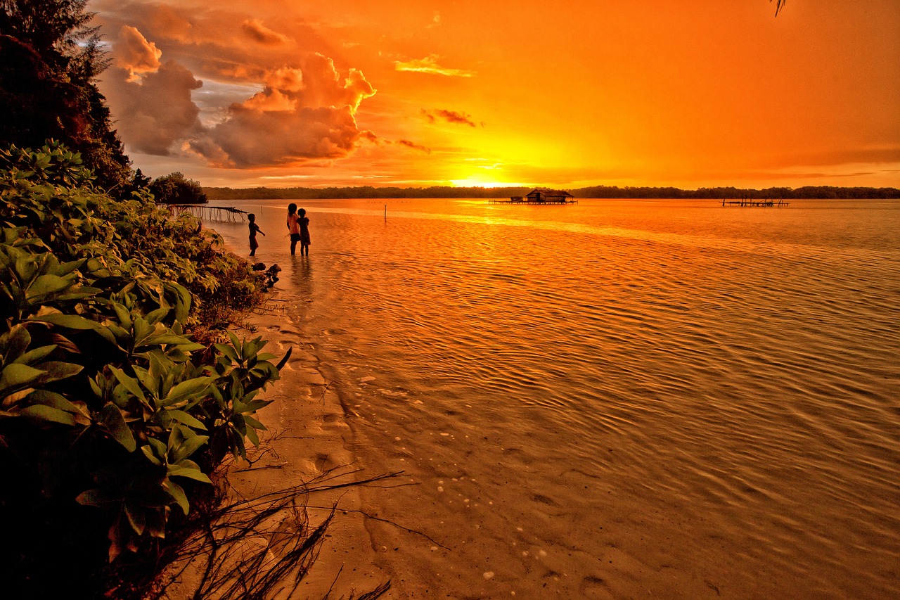 sunset lagoon tropical free photo