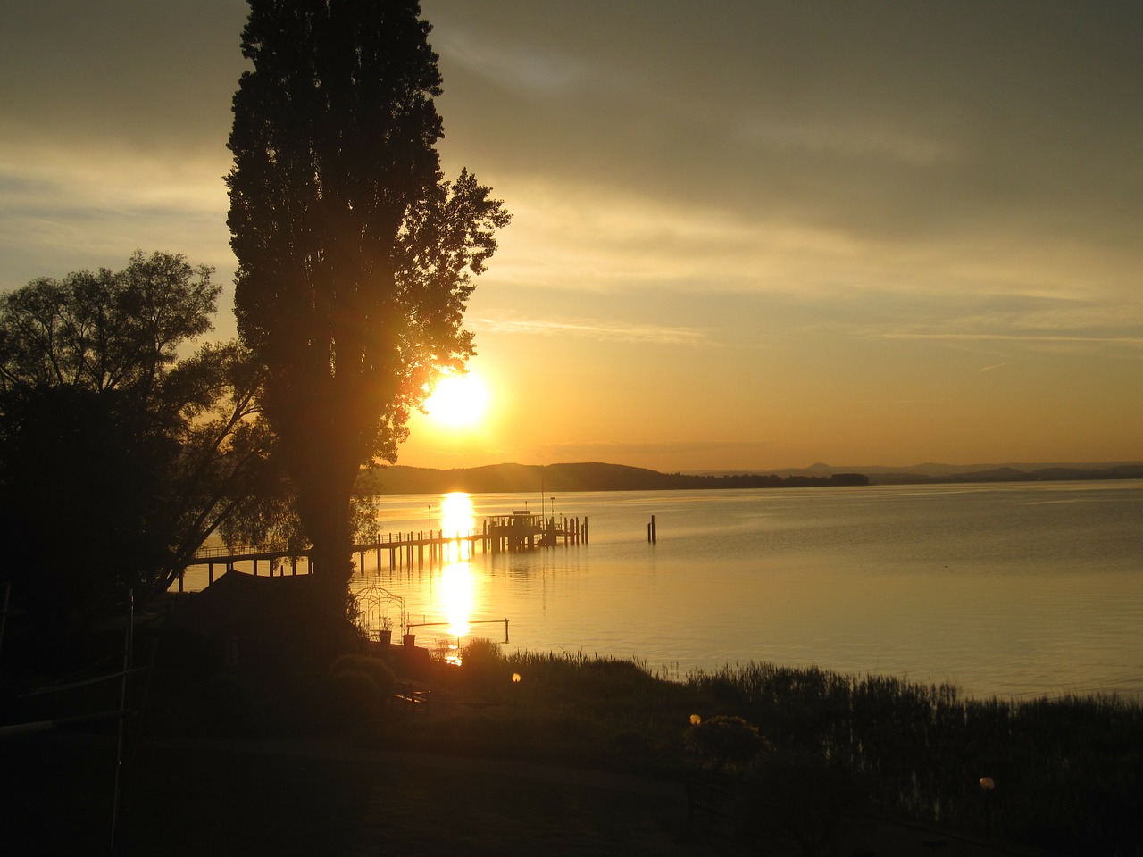 sunset lake constance mirroring free photo