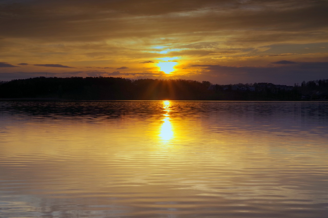 sunset water lake free photo