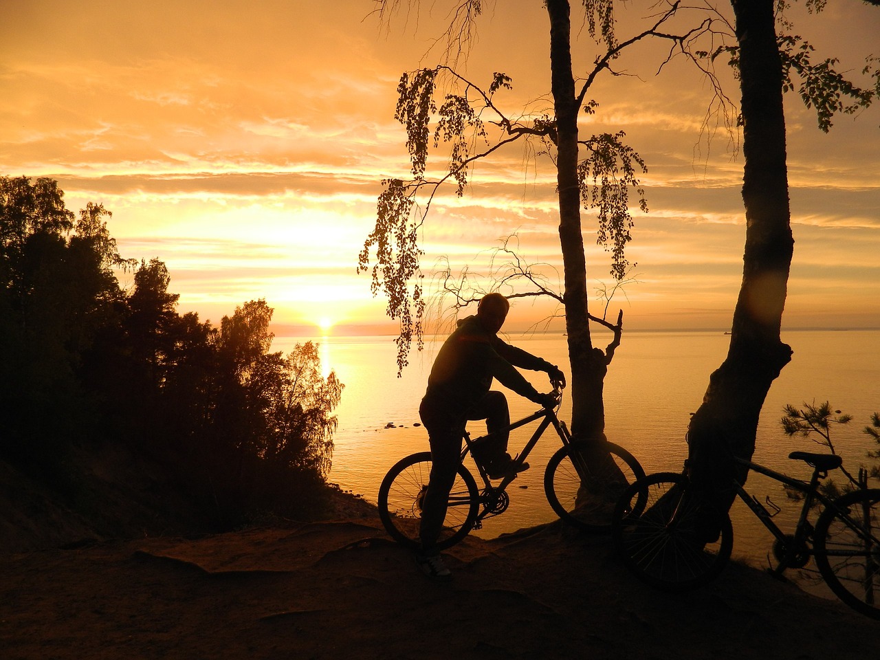 sunset evening bike free photo