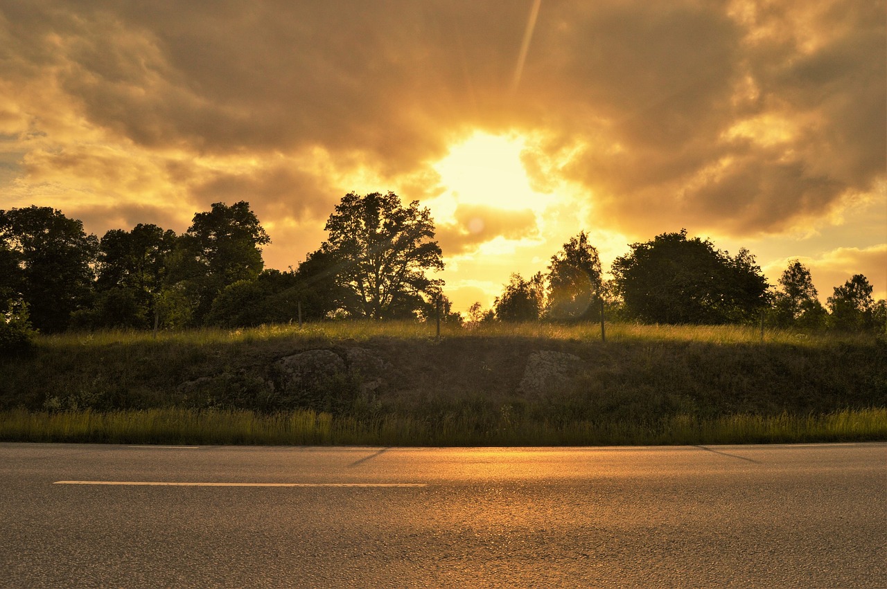 sunset road solar free photo