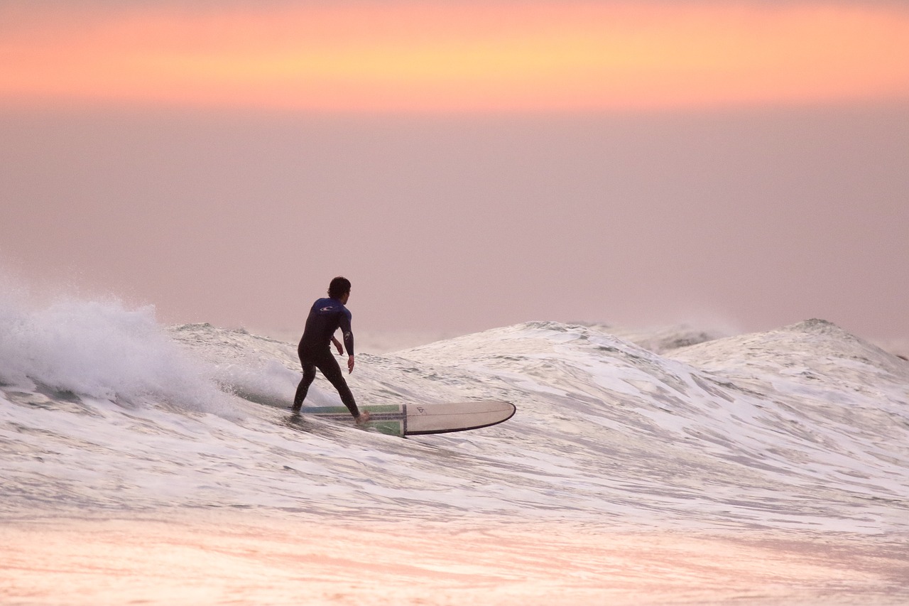 sunset surfer surfing free photo