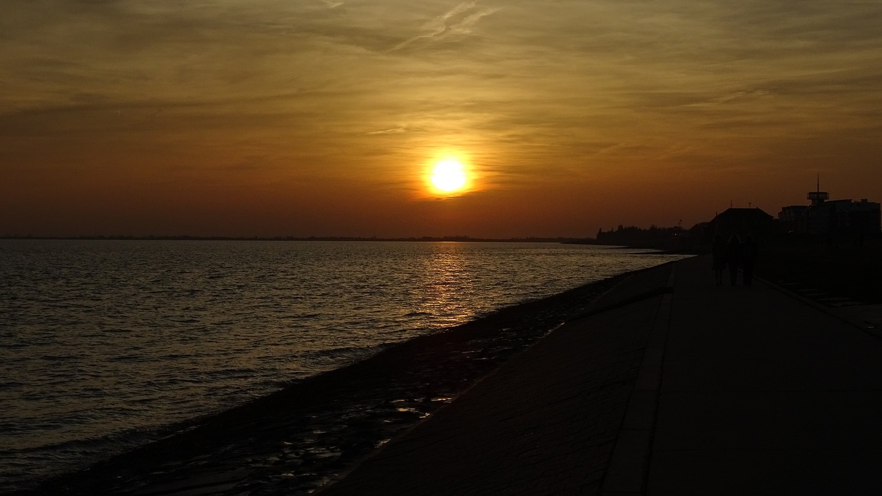 sunset sea wilhelmshaven free photo