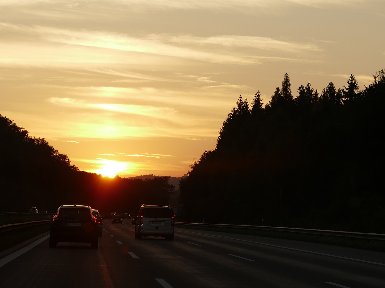 sunset travel highway free photo