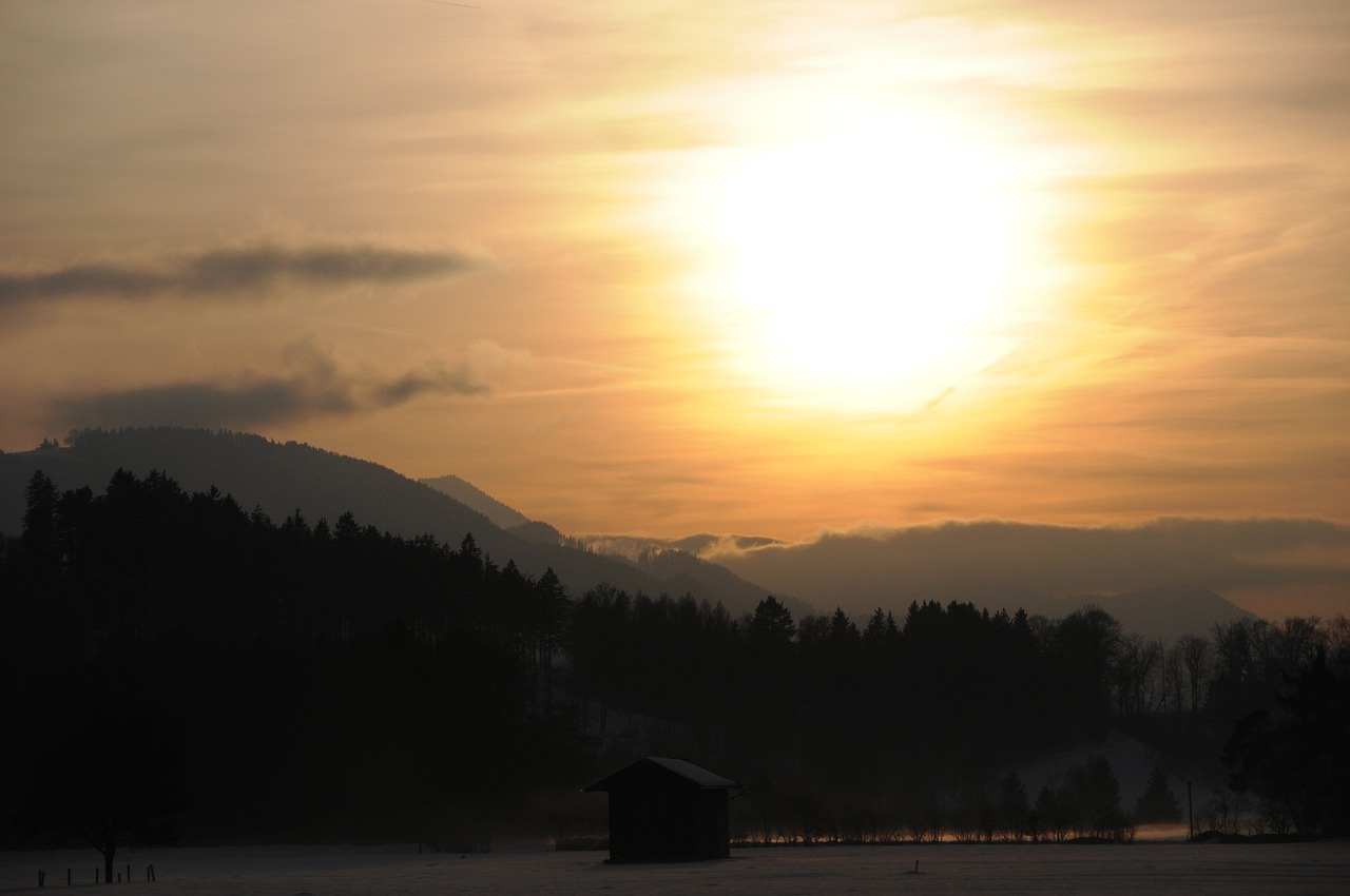 sunset dusk mountains free photo