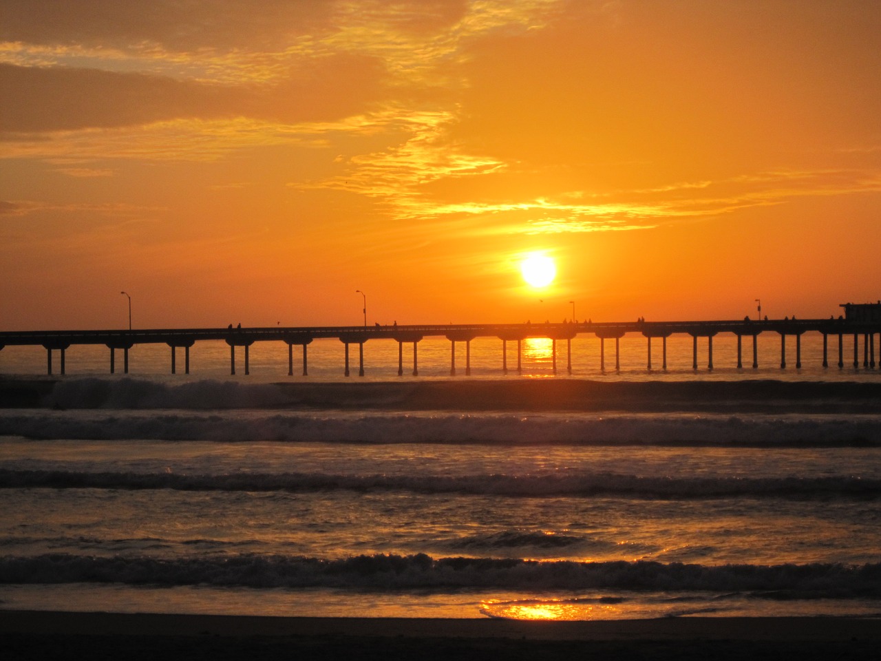 sunset waves beach free photo