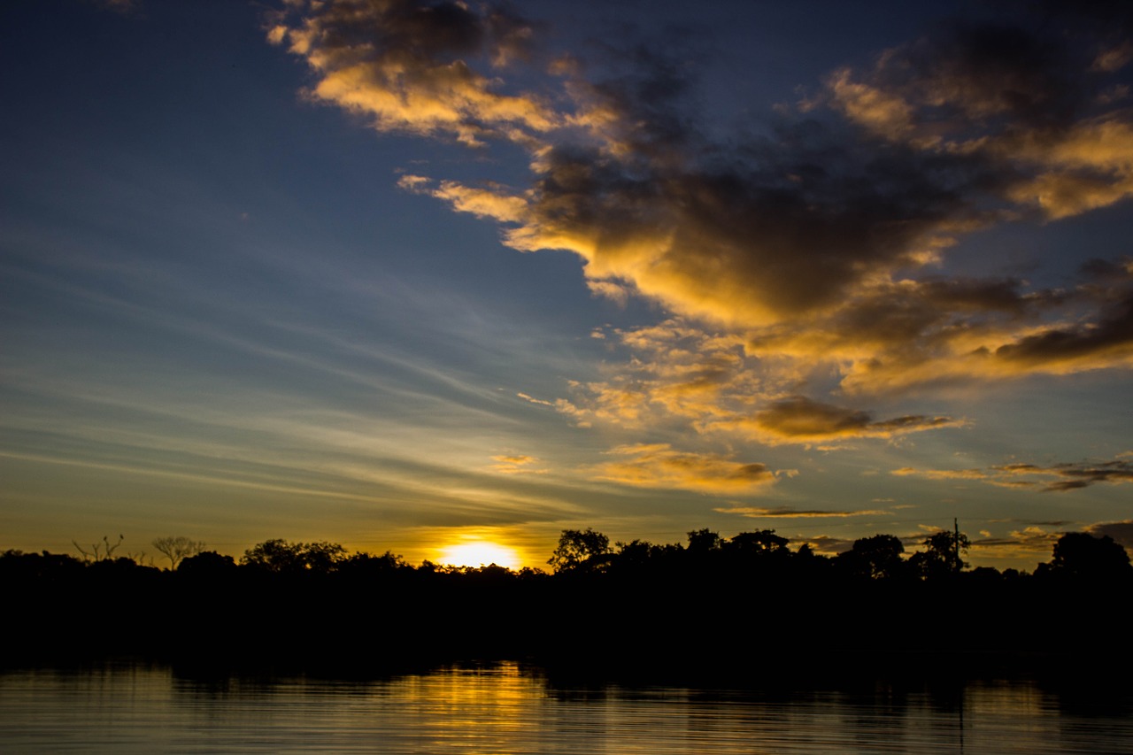 sunset lake eventide free photo