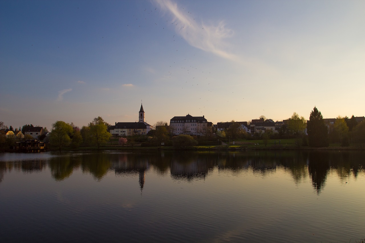 sunset church mirroring free photo