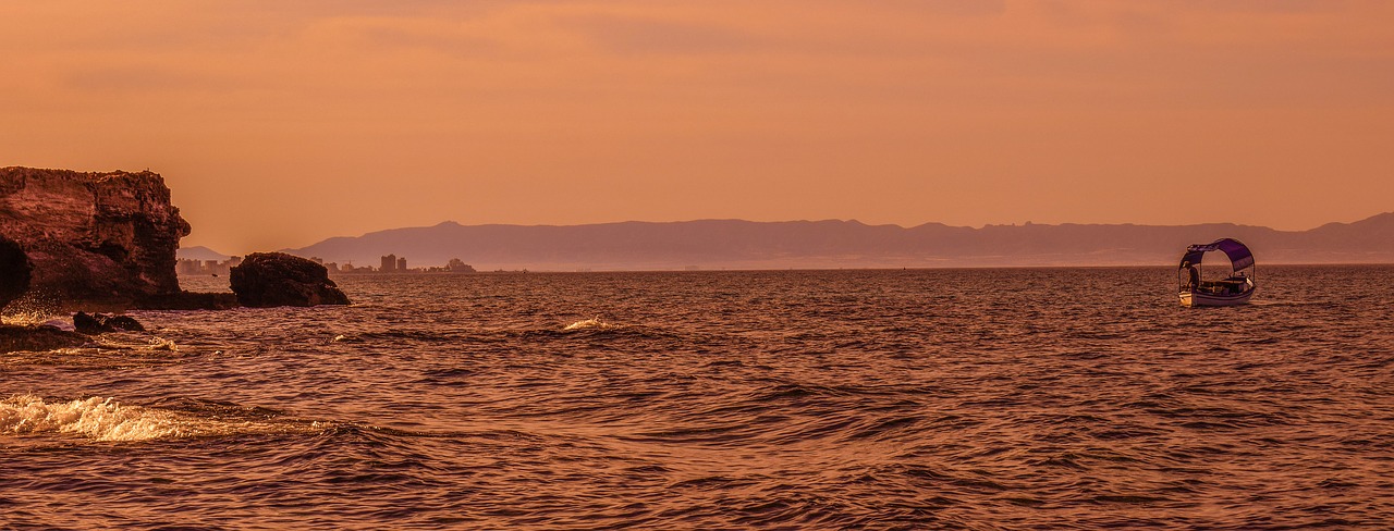 sunset sea boat free photo