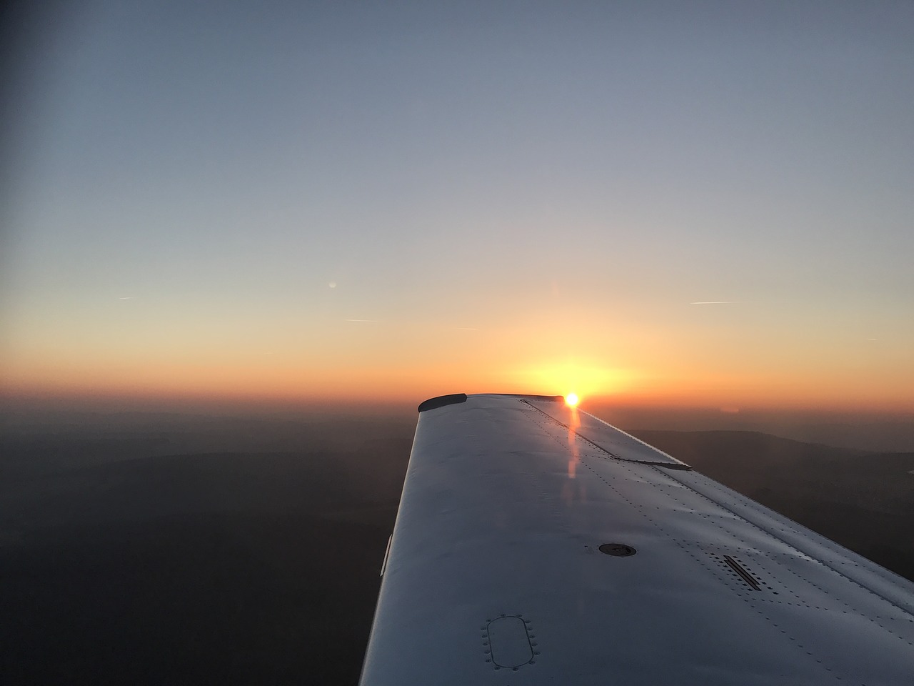 sunset private airplane aviation free photo