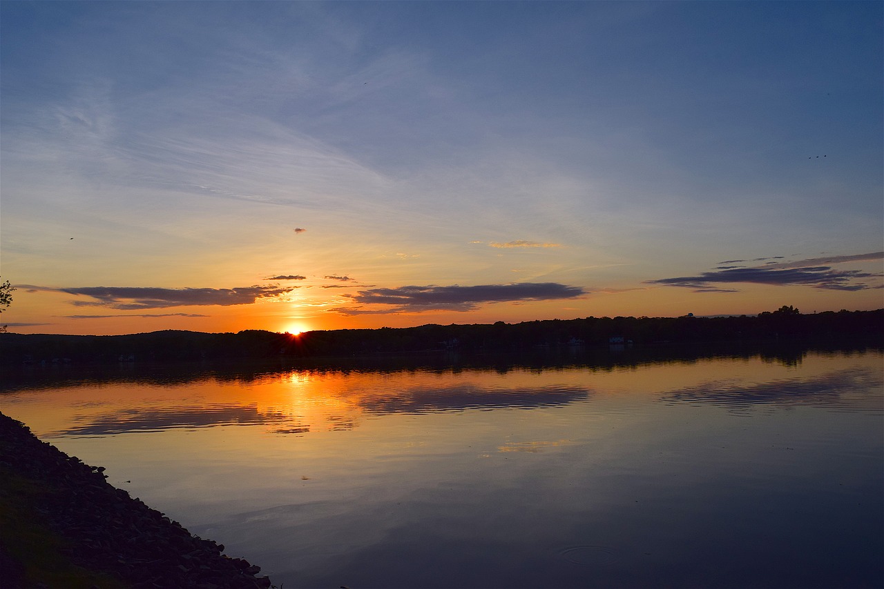 sunset lake water free photo