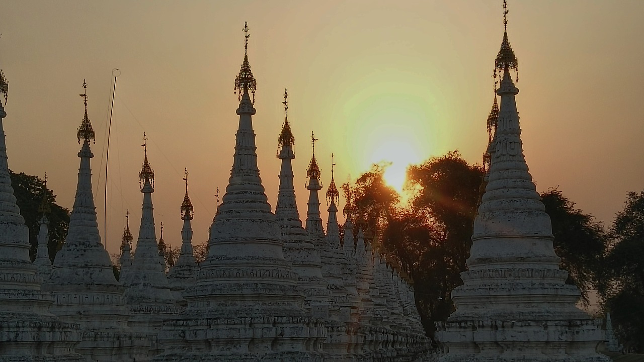 sunset temple mandalay free photo
