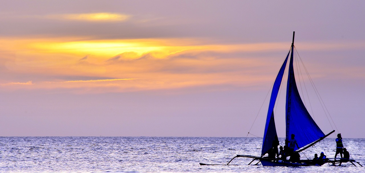 sunset sailing boat free photo