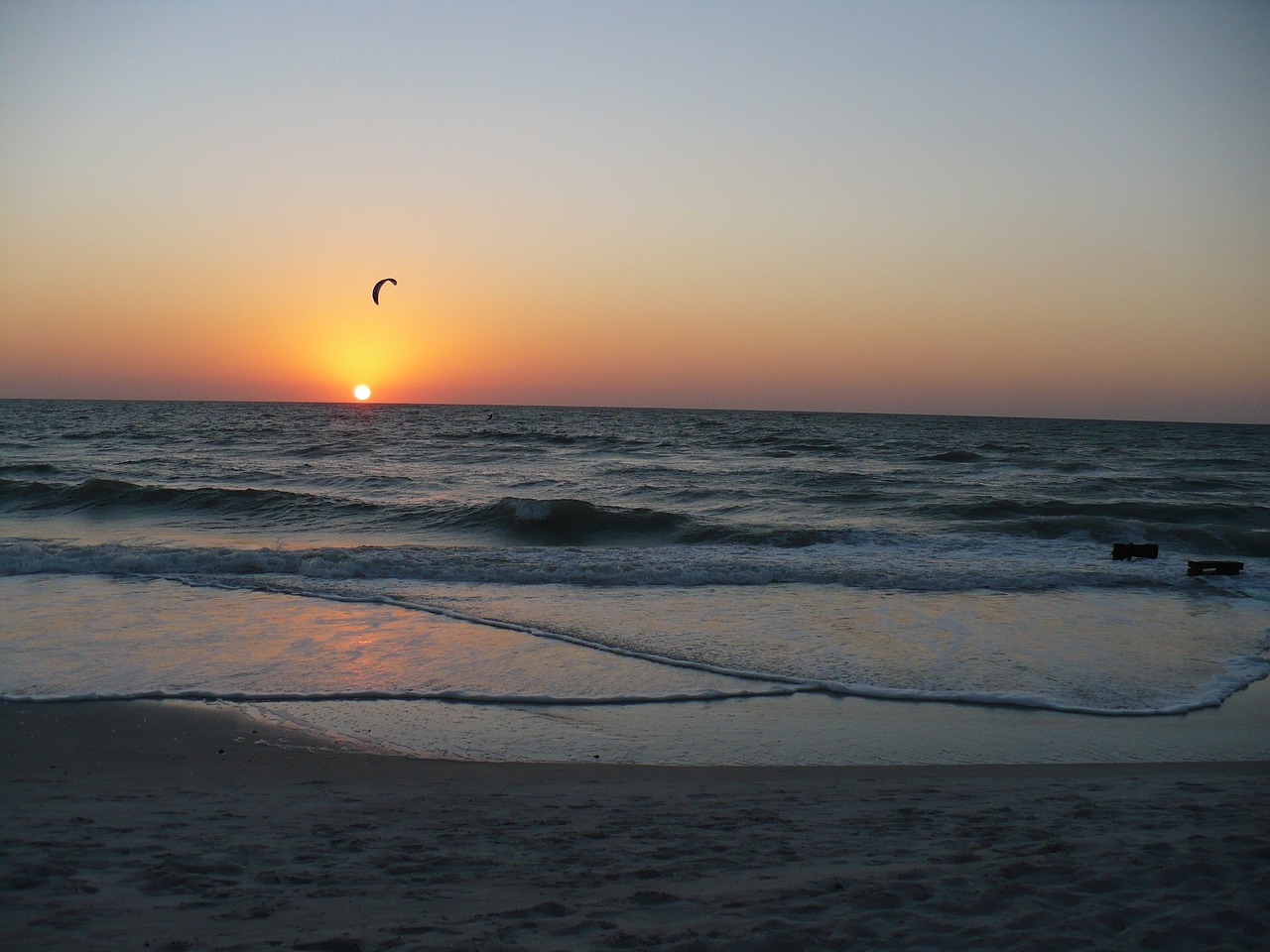 sunset windsurfer beach free photo