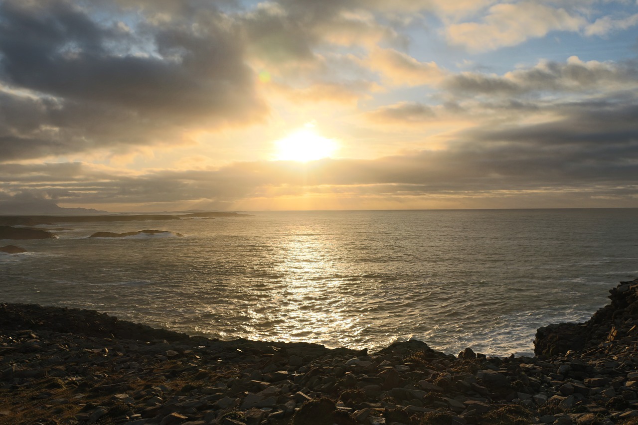 sunset sea ireland free photo