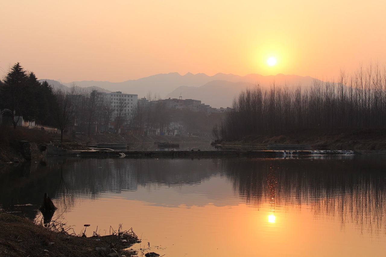 sunset ferry distant hills free photo