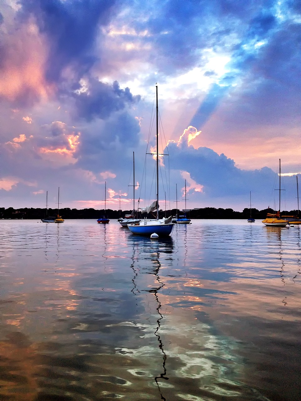 sunset boat water free photo