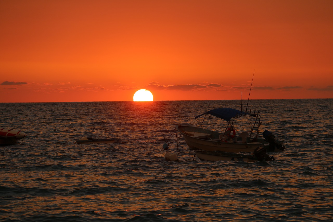 sunset sunset boat mexico free photo