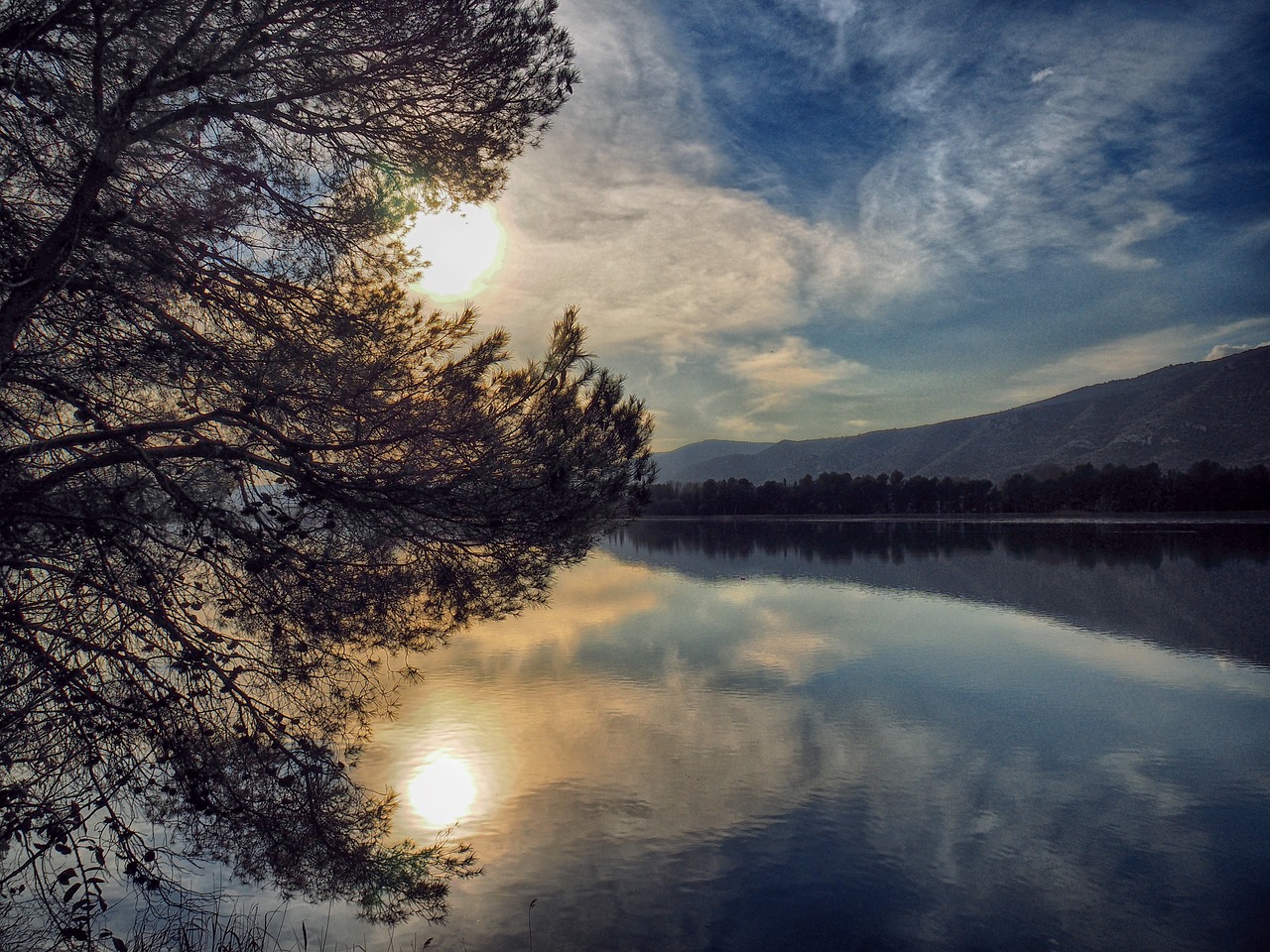 sunset lake sky free photo