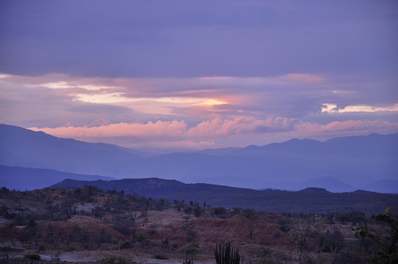 sunset mountains clouds free photo