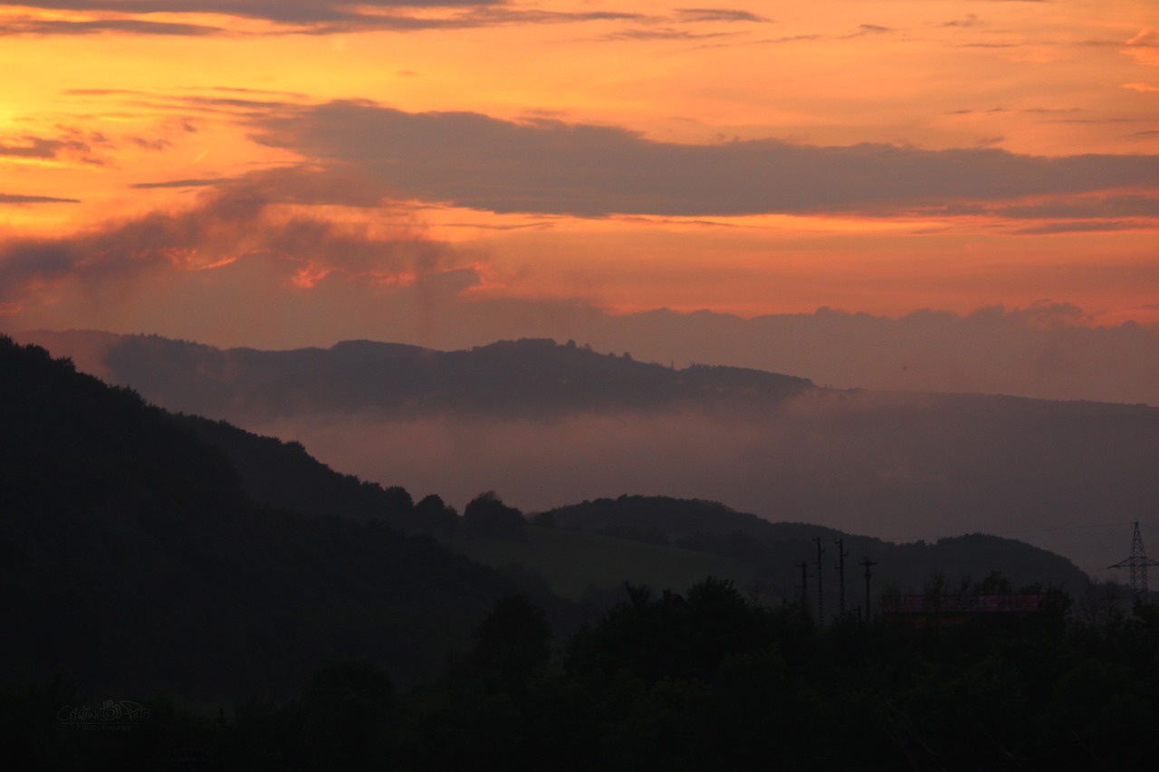 sunset landscape romania free photo