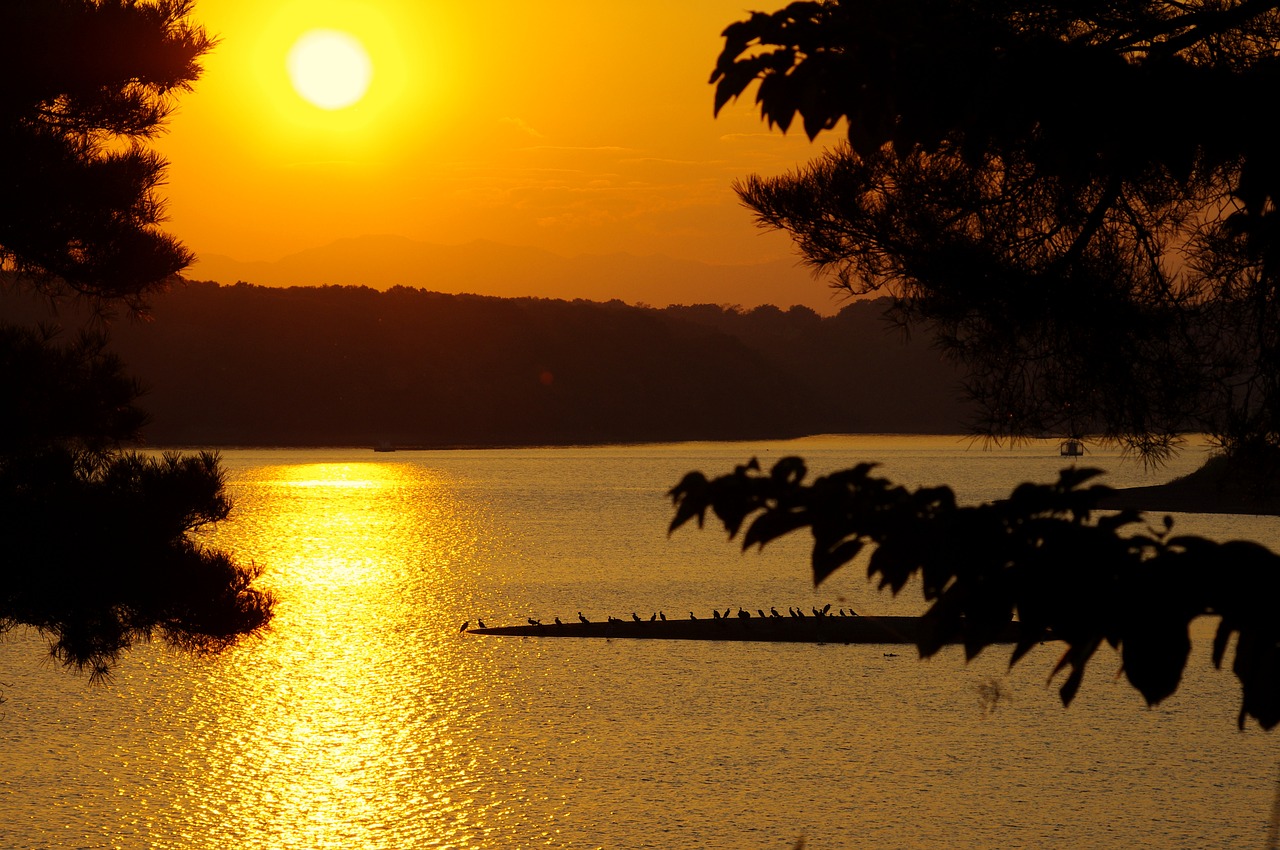 sunset lake sky free photo