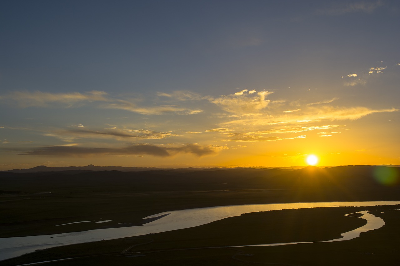 sunset river cloud free photo