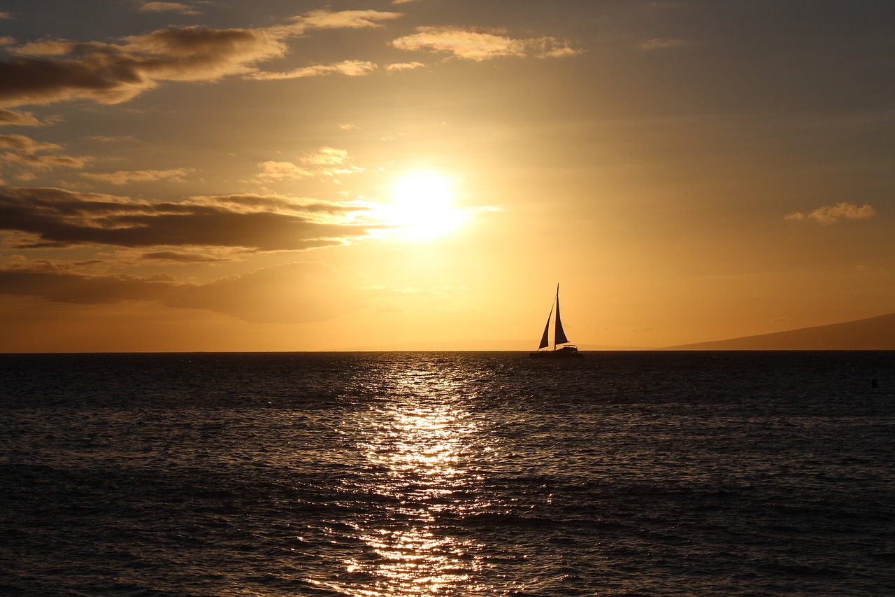 sunset sail boat vacation free photo