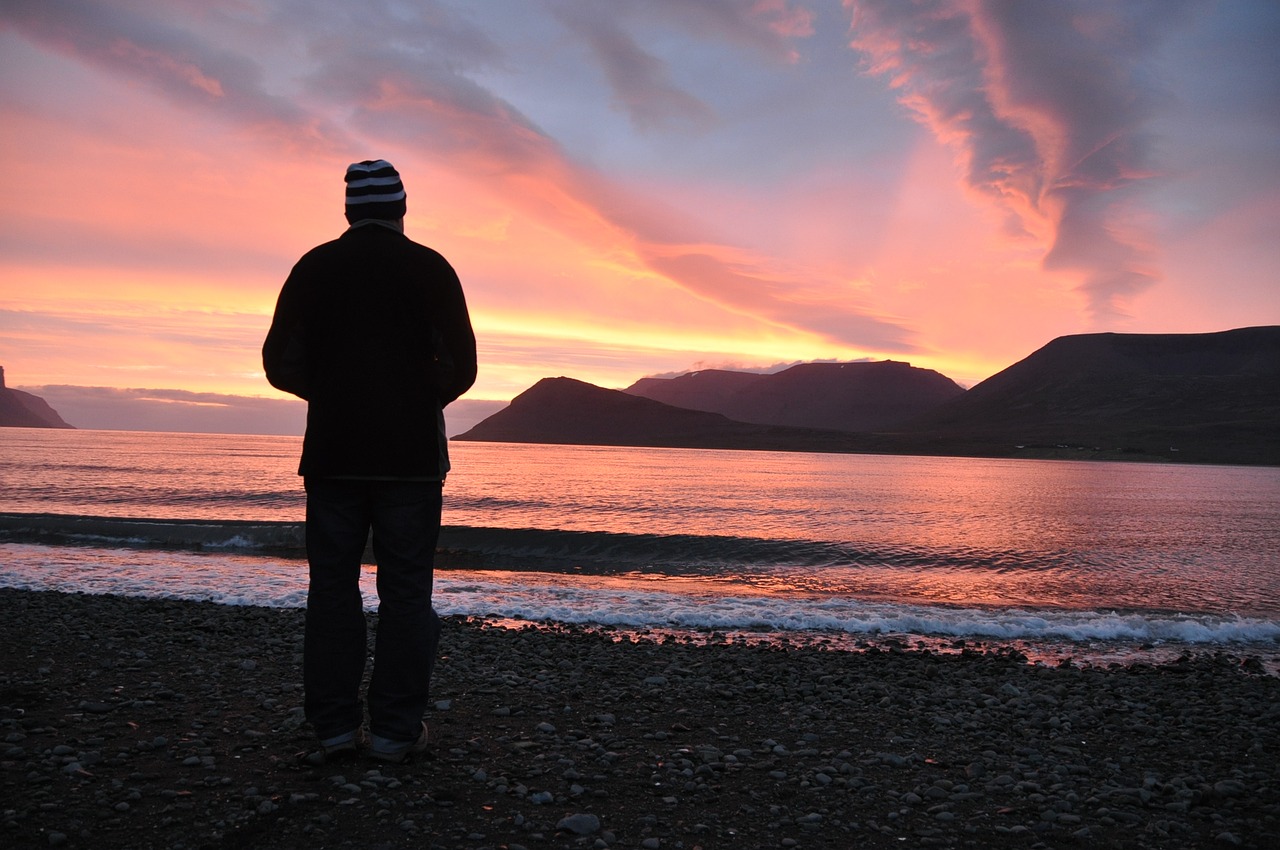 sunset alone view free photo