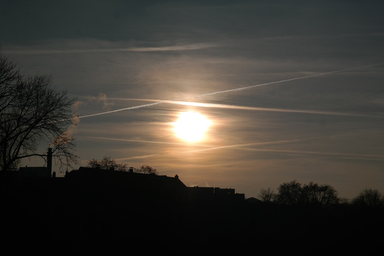 sunset contrail sun free photo