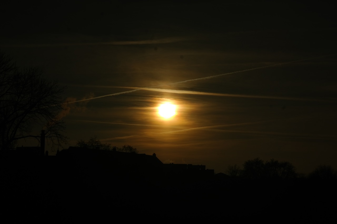 sunset contrail sun free photo