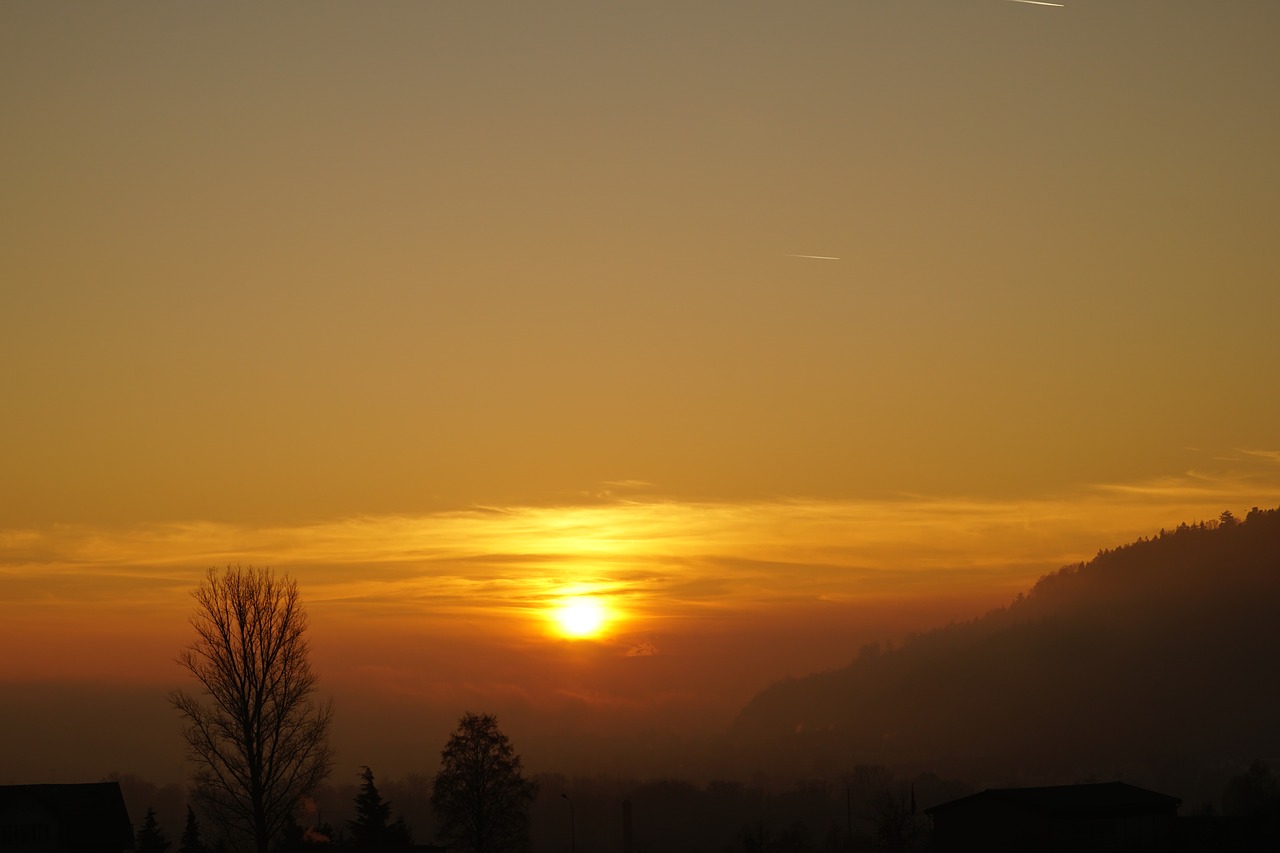 sunset abendstimmung fog free photo