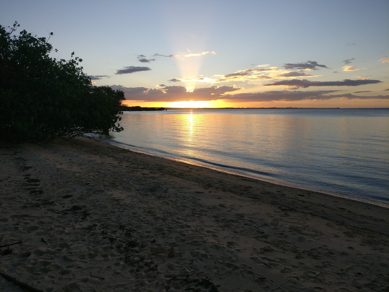 sunset water view light free photo