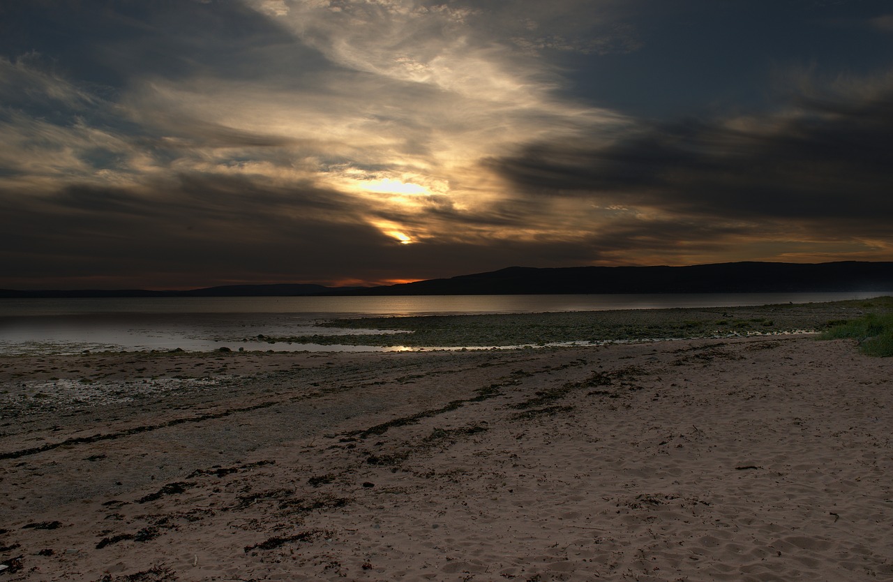 sunset dusk beach free photo