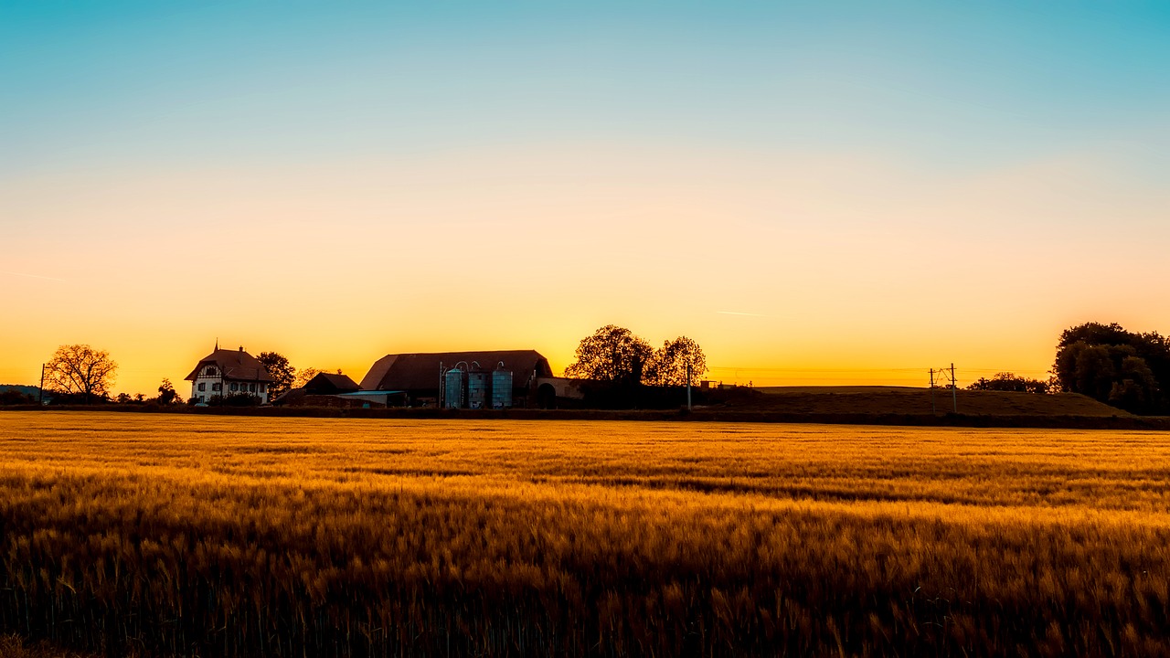 sunset dusk farm free photo