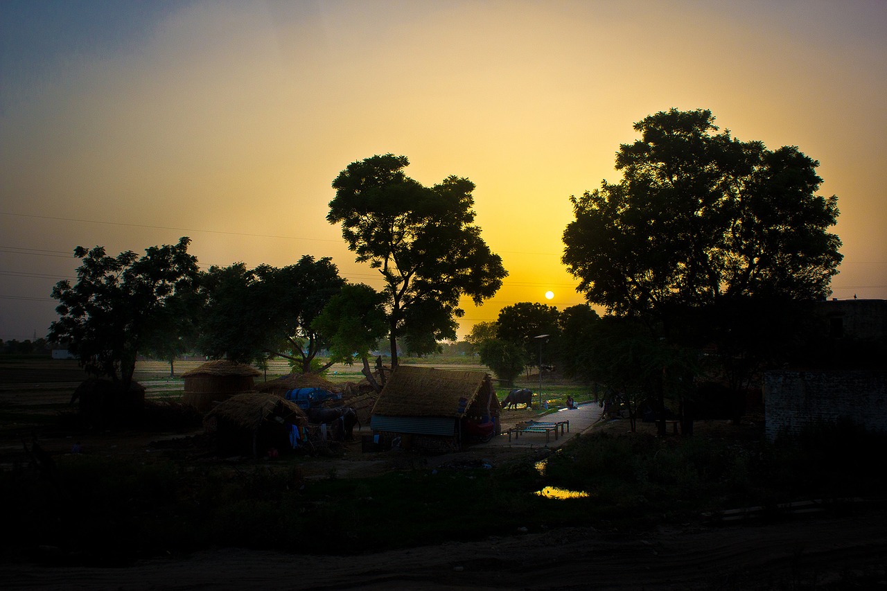 sunset india village free photo