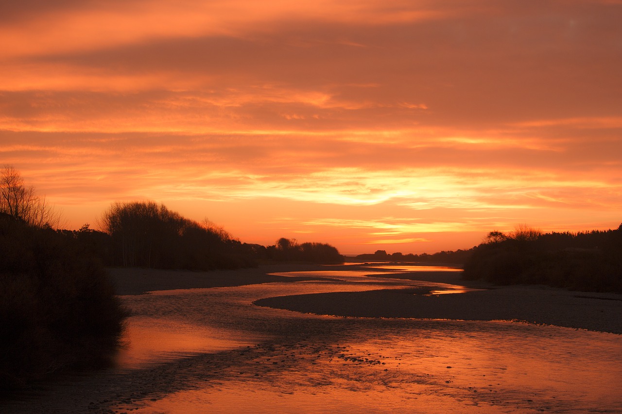 sunset river golden free photo