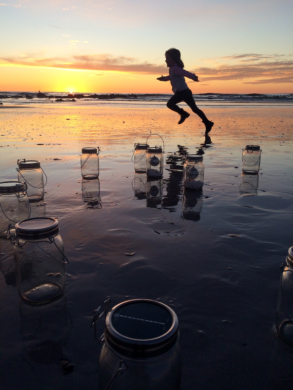 sunset lanterns beach free photo