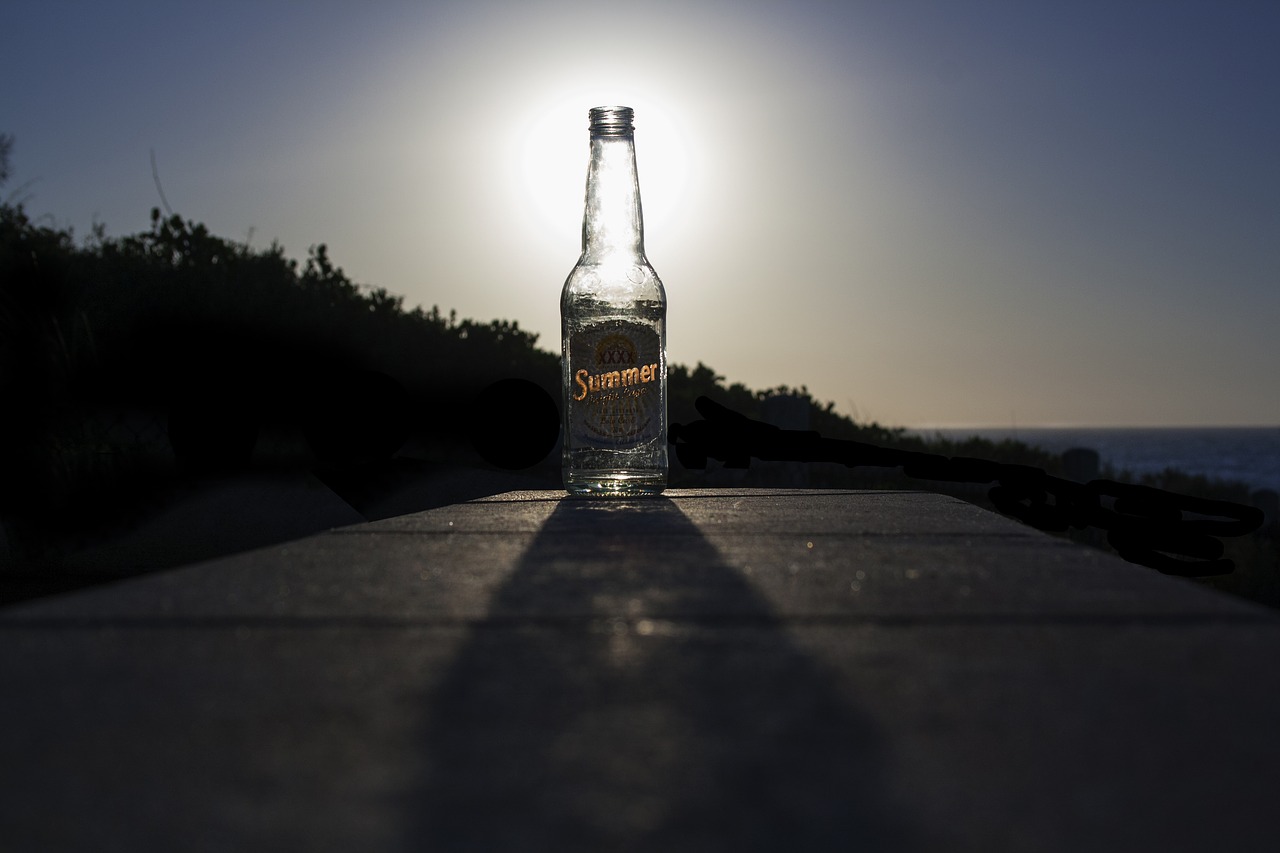 sunset bottle beer free photo