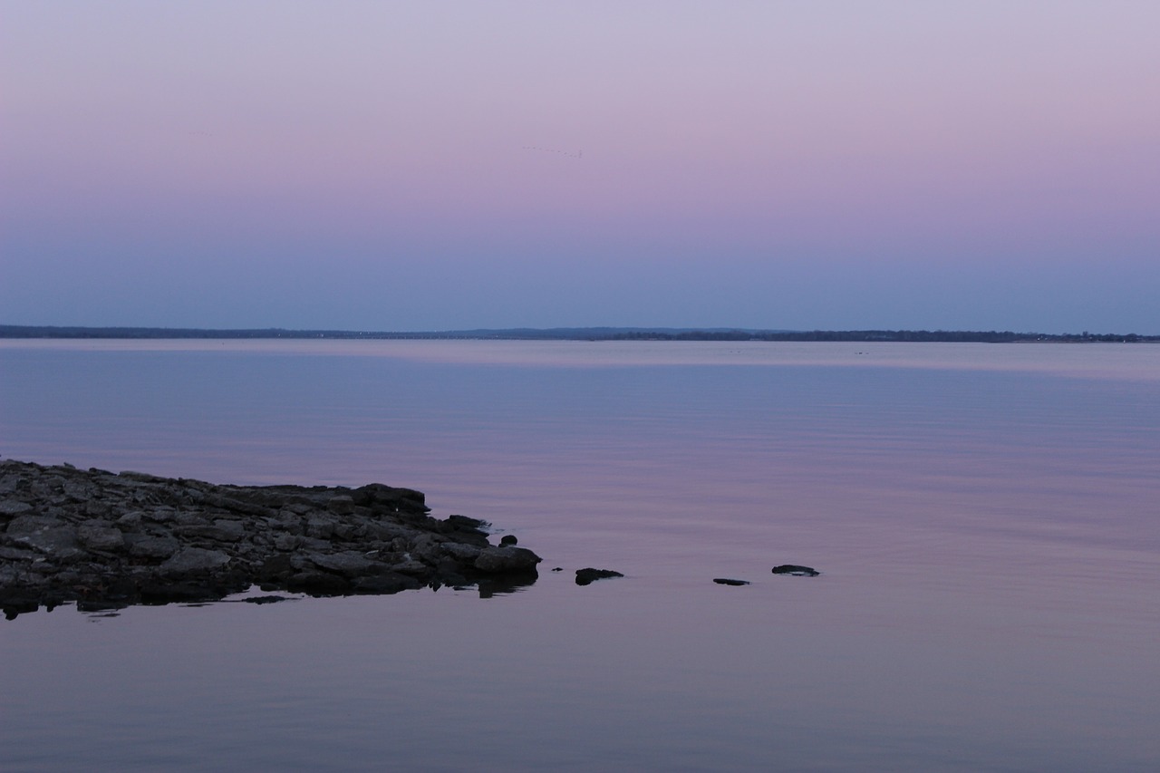 sunset lake blue free photo