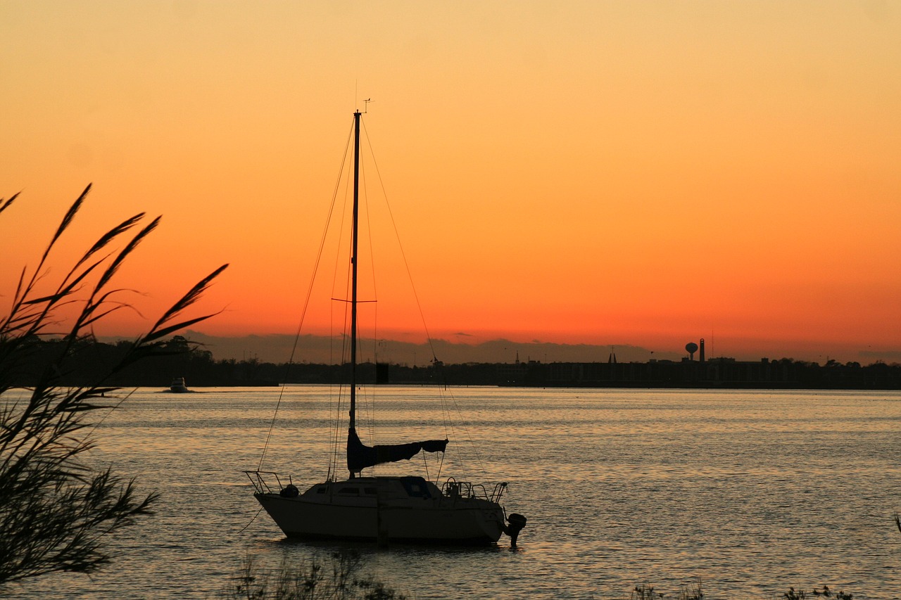 sunset sailboat sailing free photo