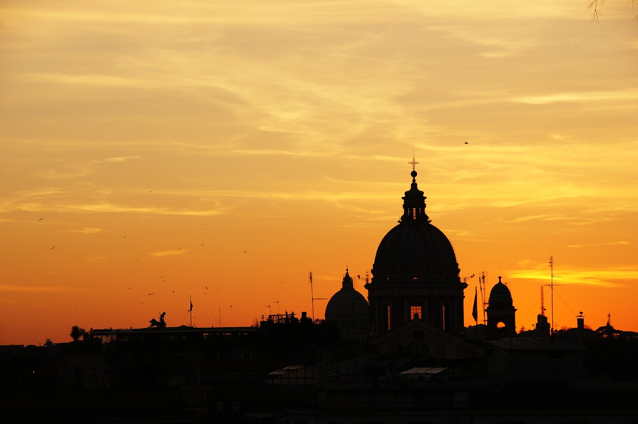 sunset italy rome free photo