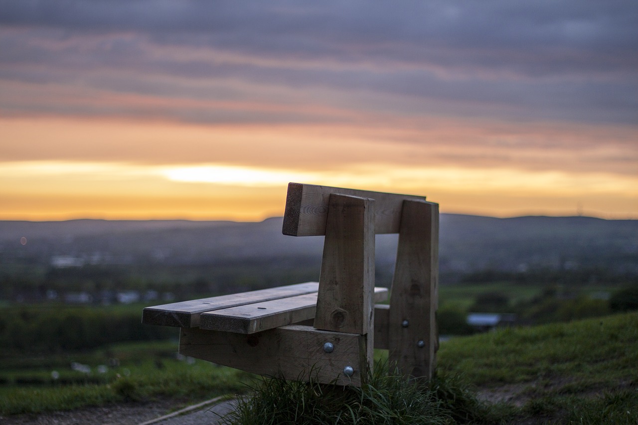 sunset bench solitary free photo