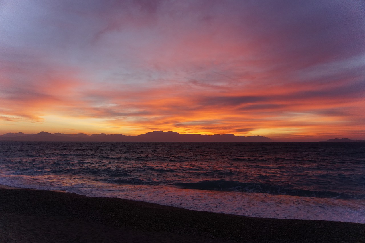 sunset loutraki greece free photo