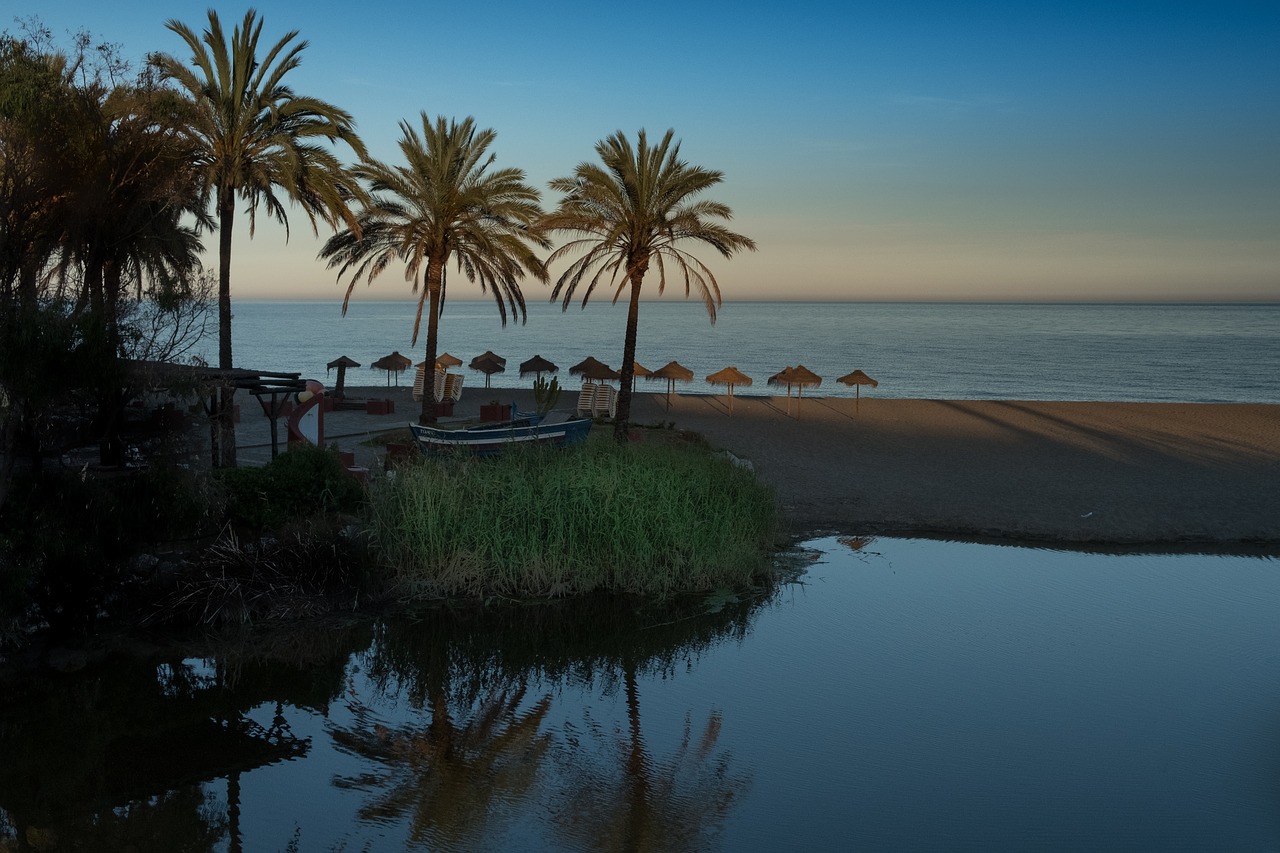 sunset marbella river free photo