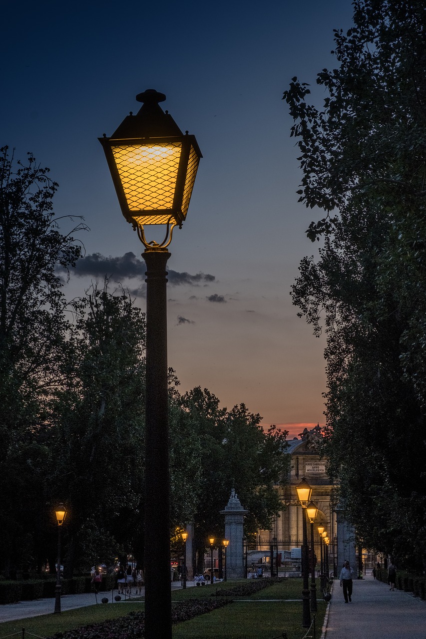 sunset street lamp light free photo