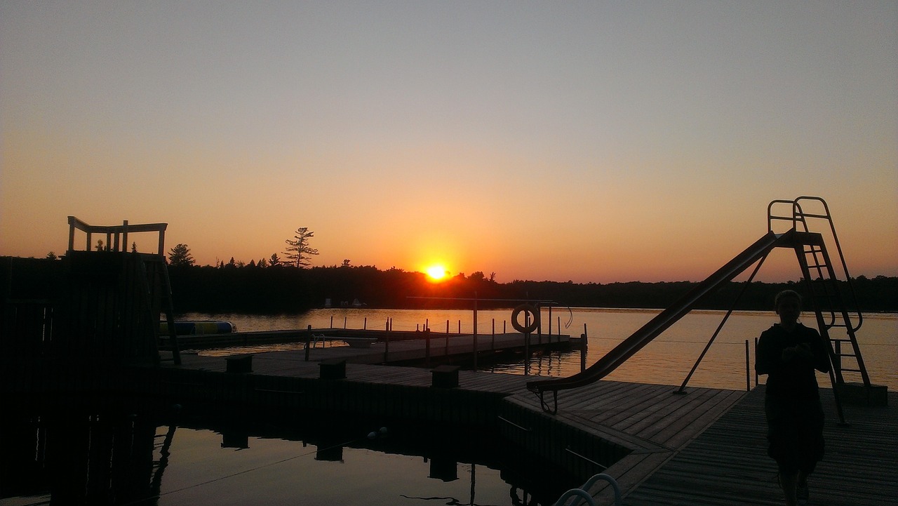 sunset camp white pine haliburton free photo