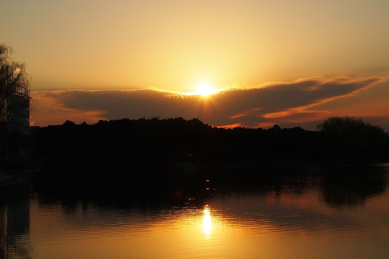 sunset the scenery reflection free photo