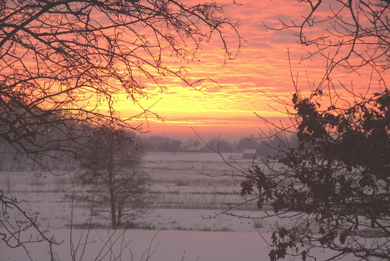 sunset winter sun winter mood free photo