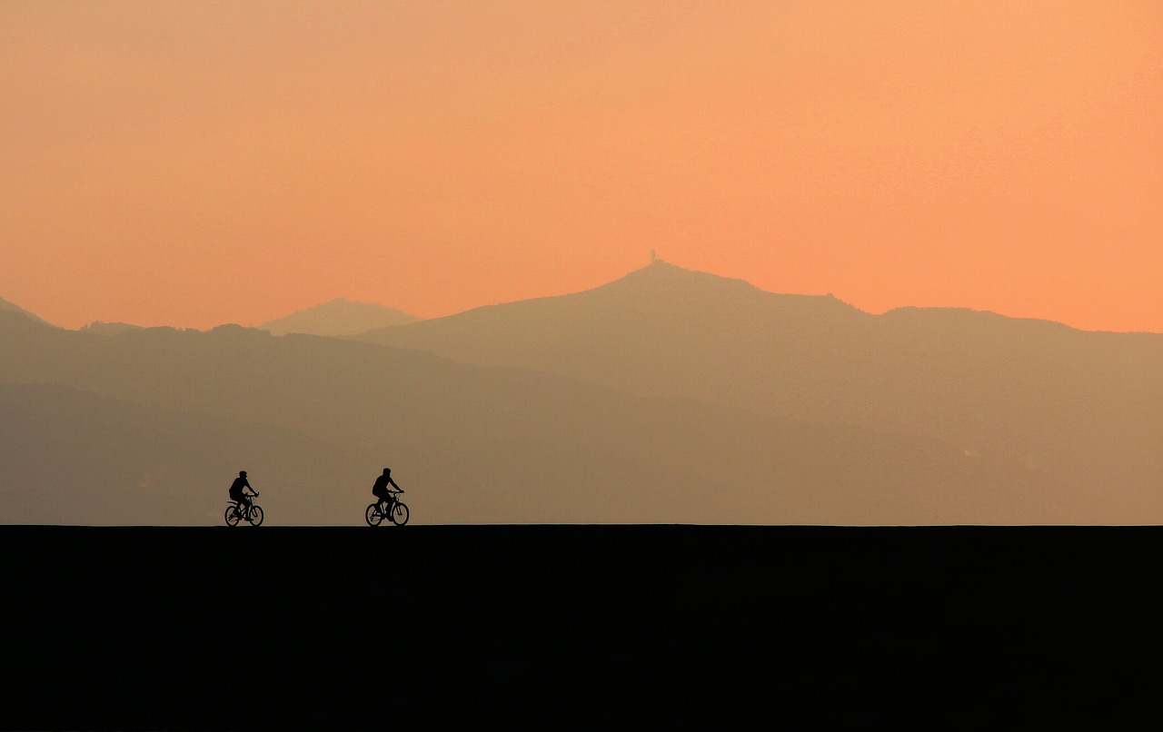 sunset silhouette bicycle free photo